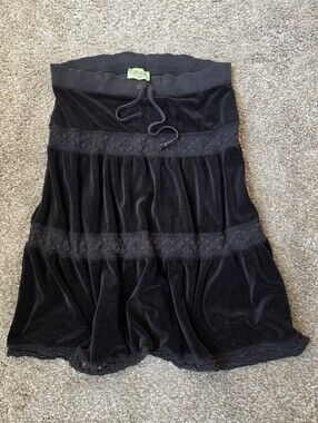 RARE Juicy Couture Black Lace-Trim Maxi Skirt